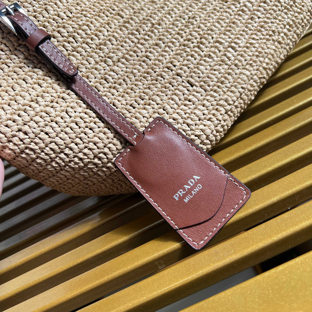 Medium Crochet And Leather Tote Bag - Beige/Brandy - View 7