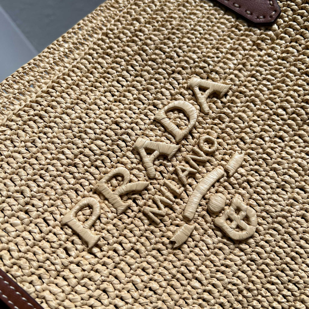 Medium Crochet And Leather Tote Bag - Beige/Brandy - View 6