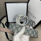 Monogram Canvas Belt with Silver GG Buckle