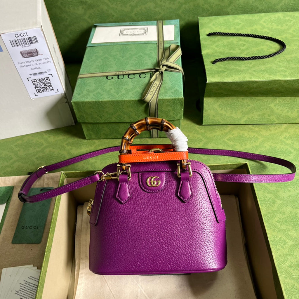 Diana Leather Bamboo Handle Bag