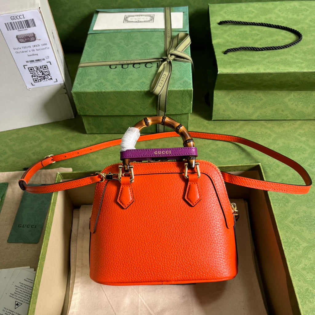 Diana Leather Bamboo Handle Bag