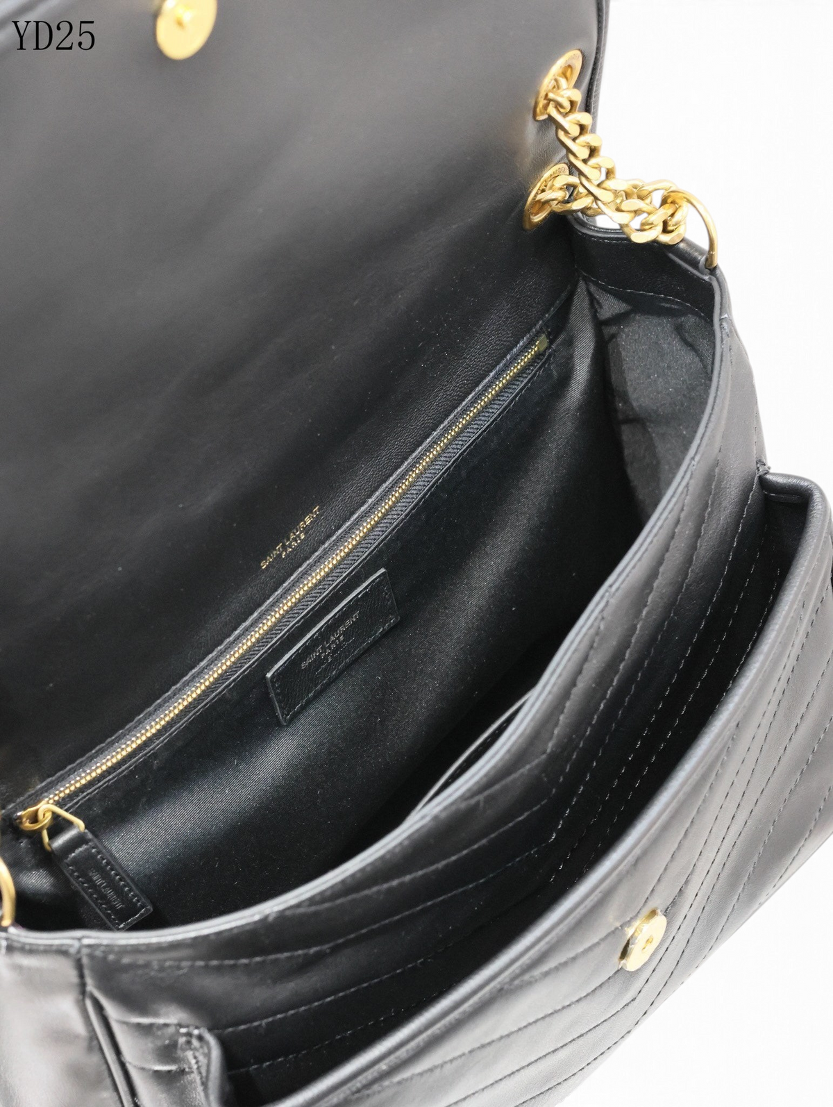 SWORD LUXURY Niki Medium siyah kapitone deri çanta iç bölmeleri ve fermuarlı gözü