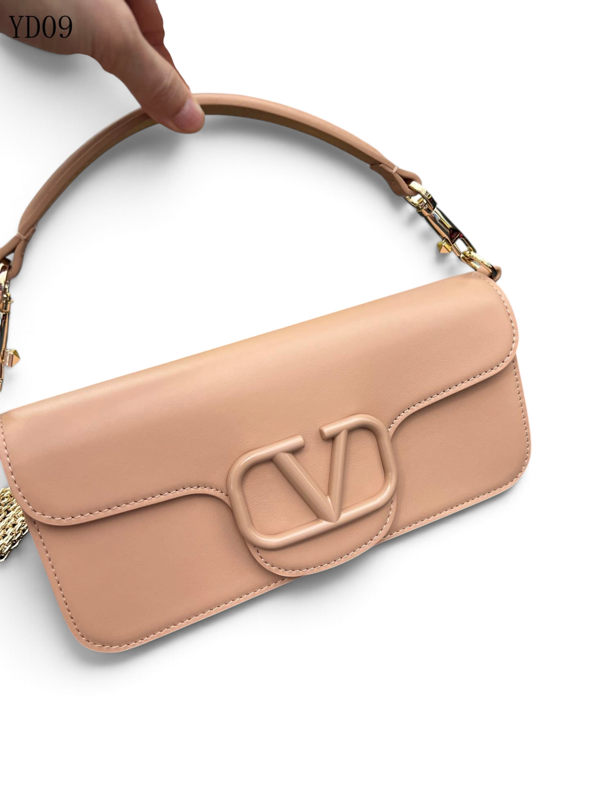 SWORD LUXURY Valentino Garavani VLogo Signature çanta, bej deri, ikonik V logosu ve ayarlanabilir askı detaylı