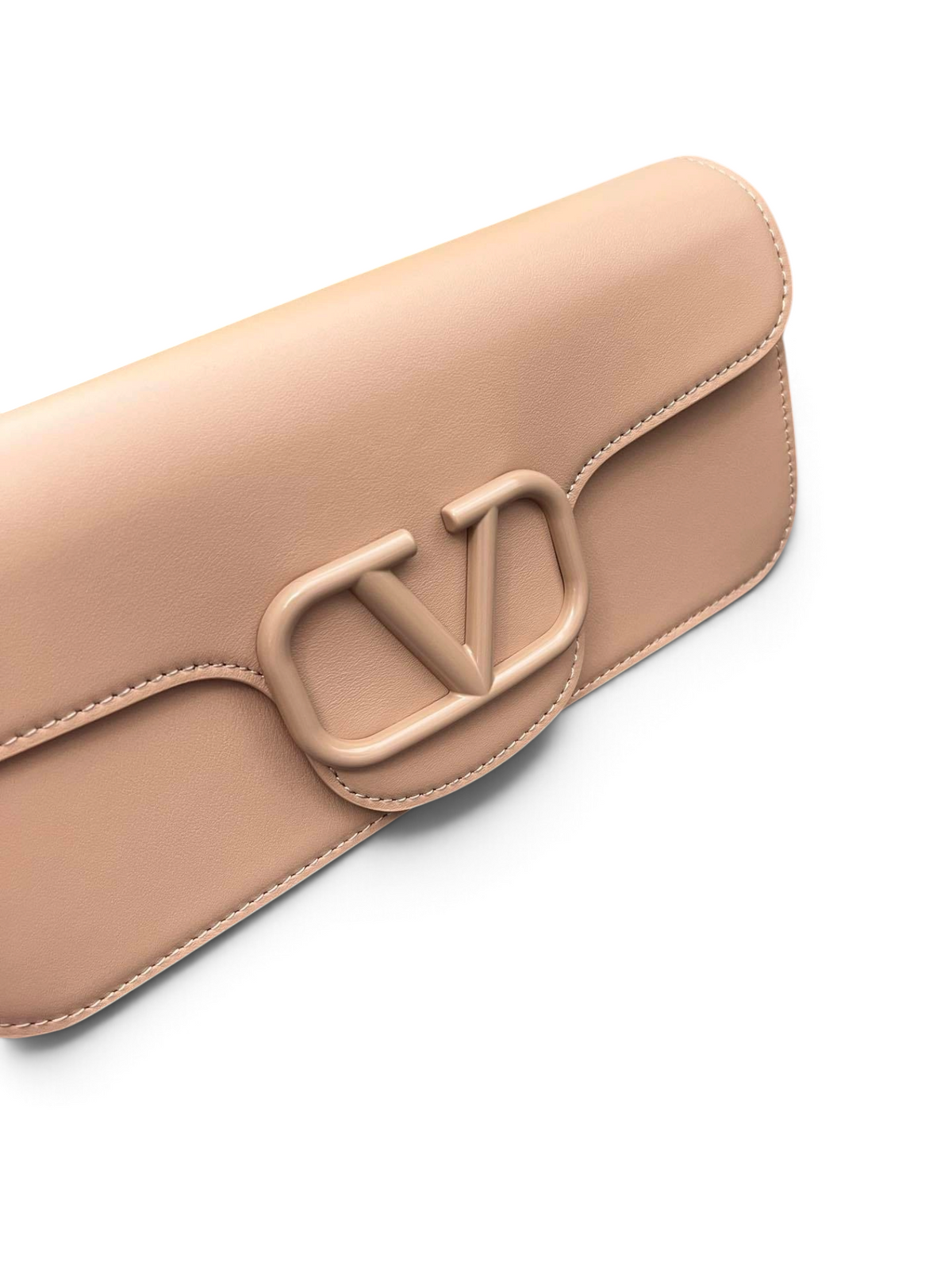 SWORD LUXURY Valentino Garavani VLogo Signature deri çanta, pudra rengi, ikonik VLogo amblemli ve zarif dikişli tasarım
