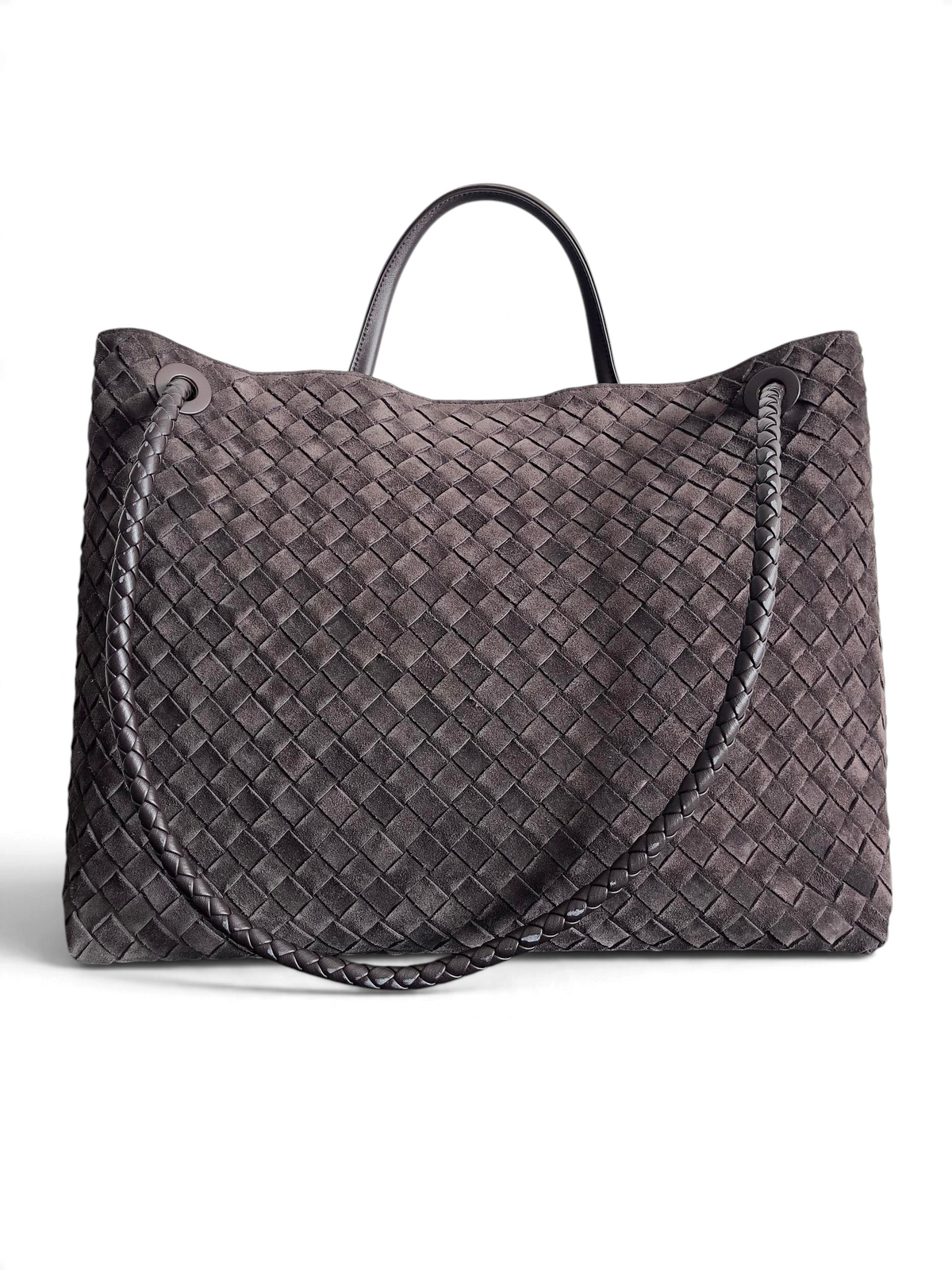 Andiamo large woven tote, charcoal grey, view 3