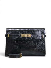 Crocodile-Embossed Leather Chain Bag