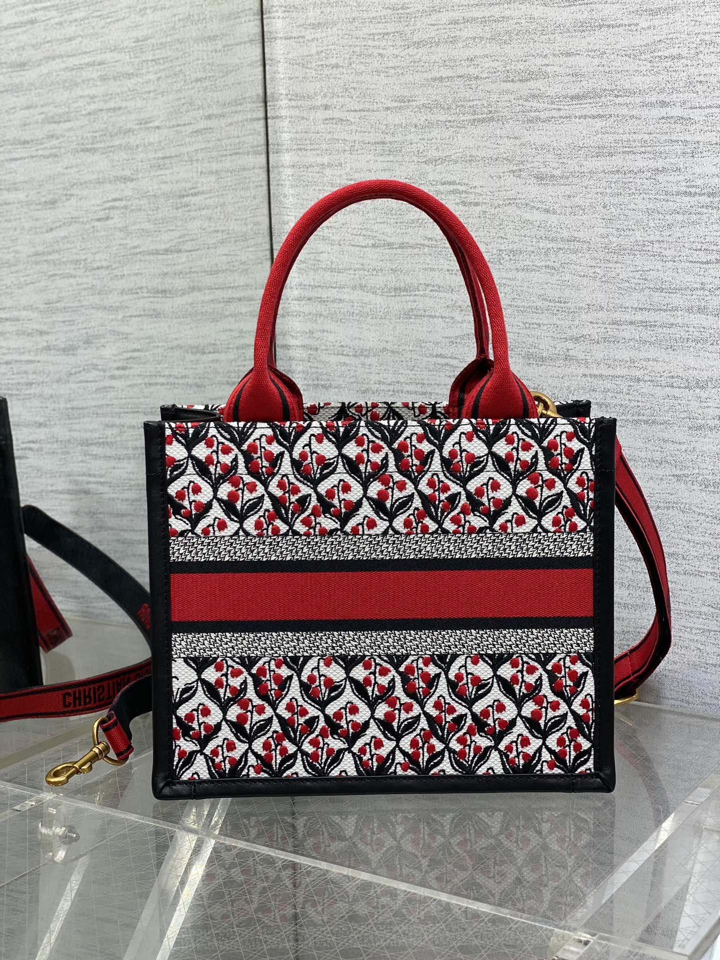 Canvas Mini Tote Bag with Leather Trim