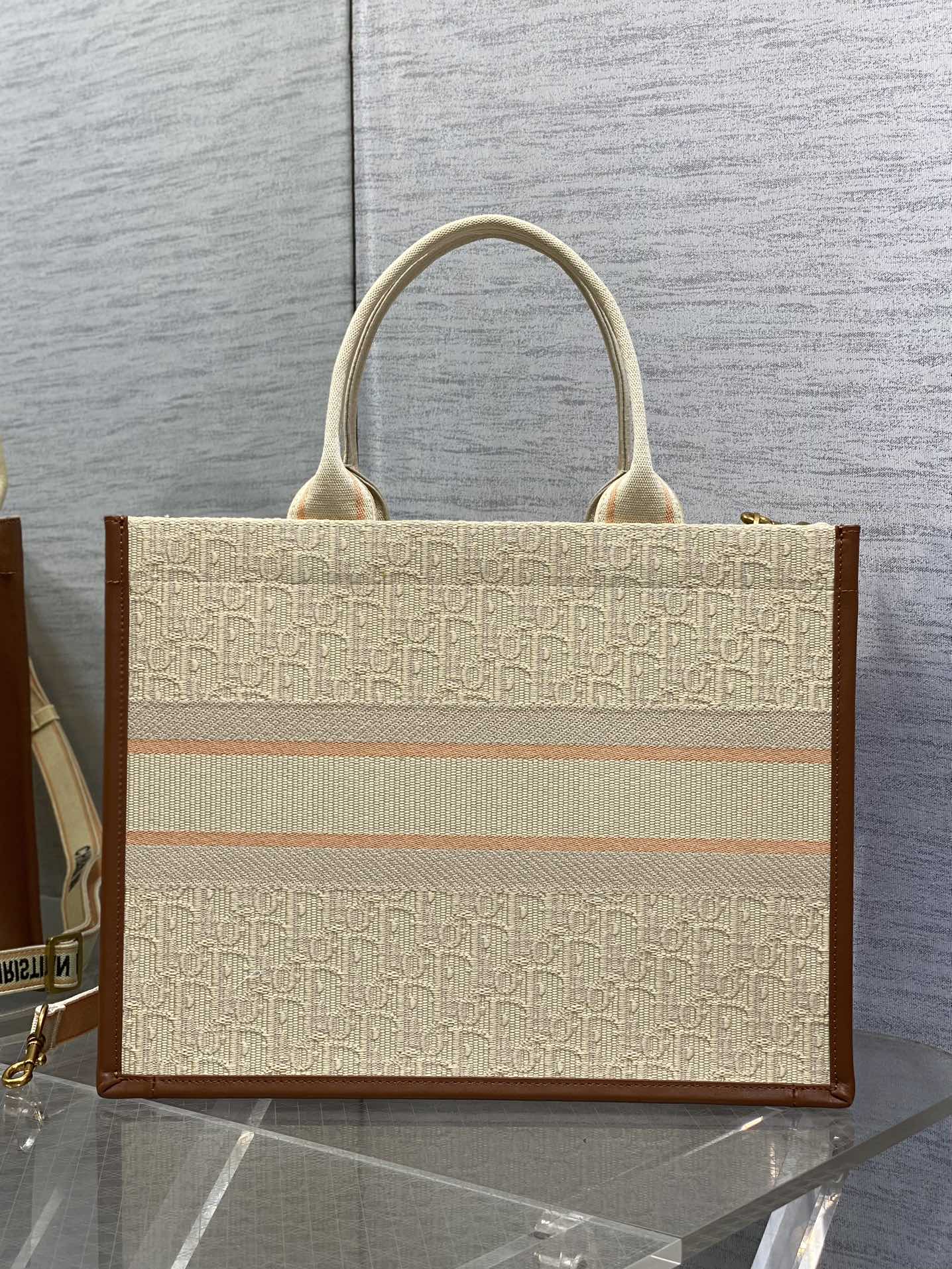 Canvas Tote Bag with Leather Trim