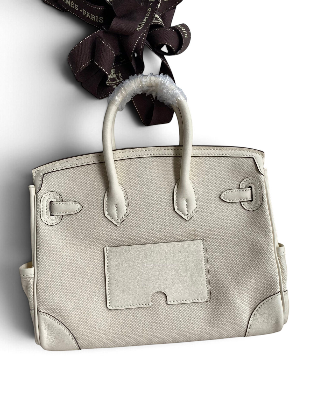 Birkin Cargo 25 cm — Cream White / Silver Hardware image 2