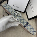 Monogram Canvas Belt with Silver GG Buckle