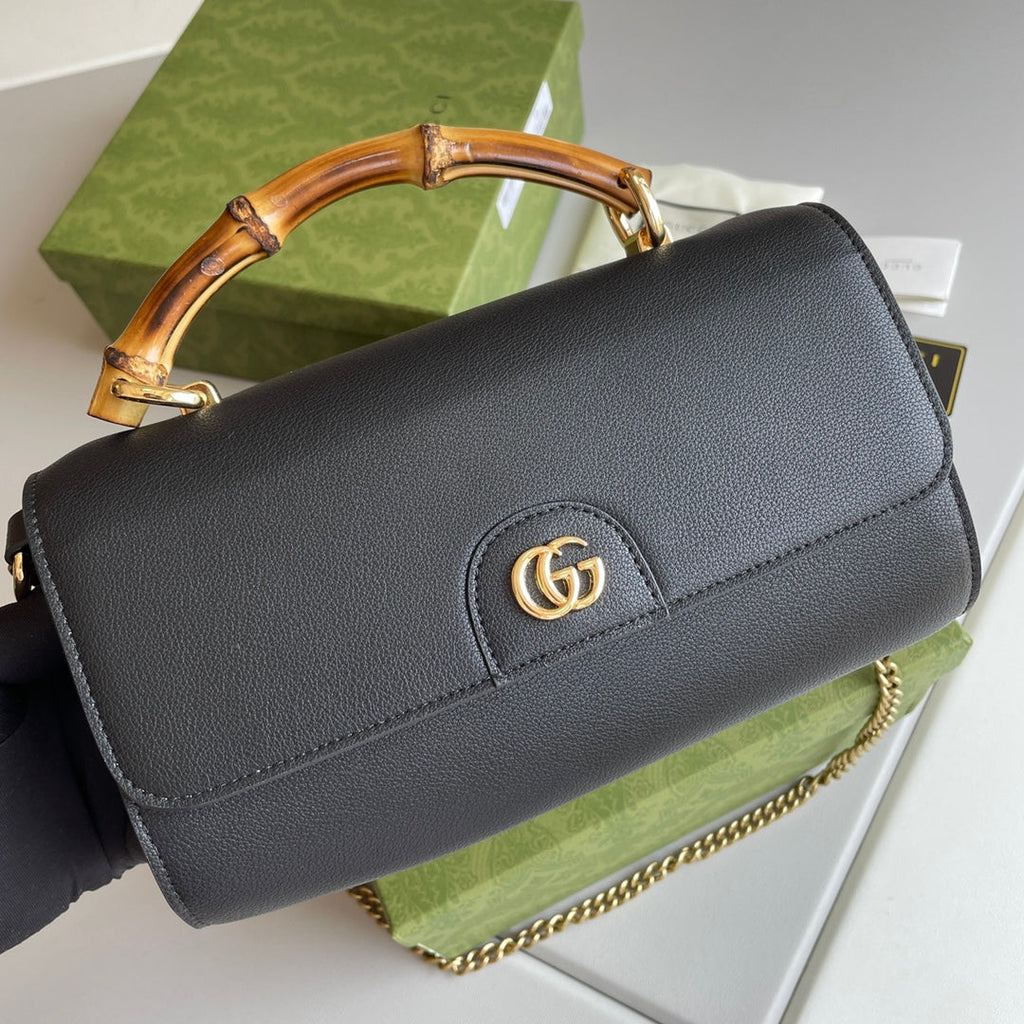 Bamboo Handle Leather Wallet with Chain