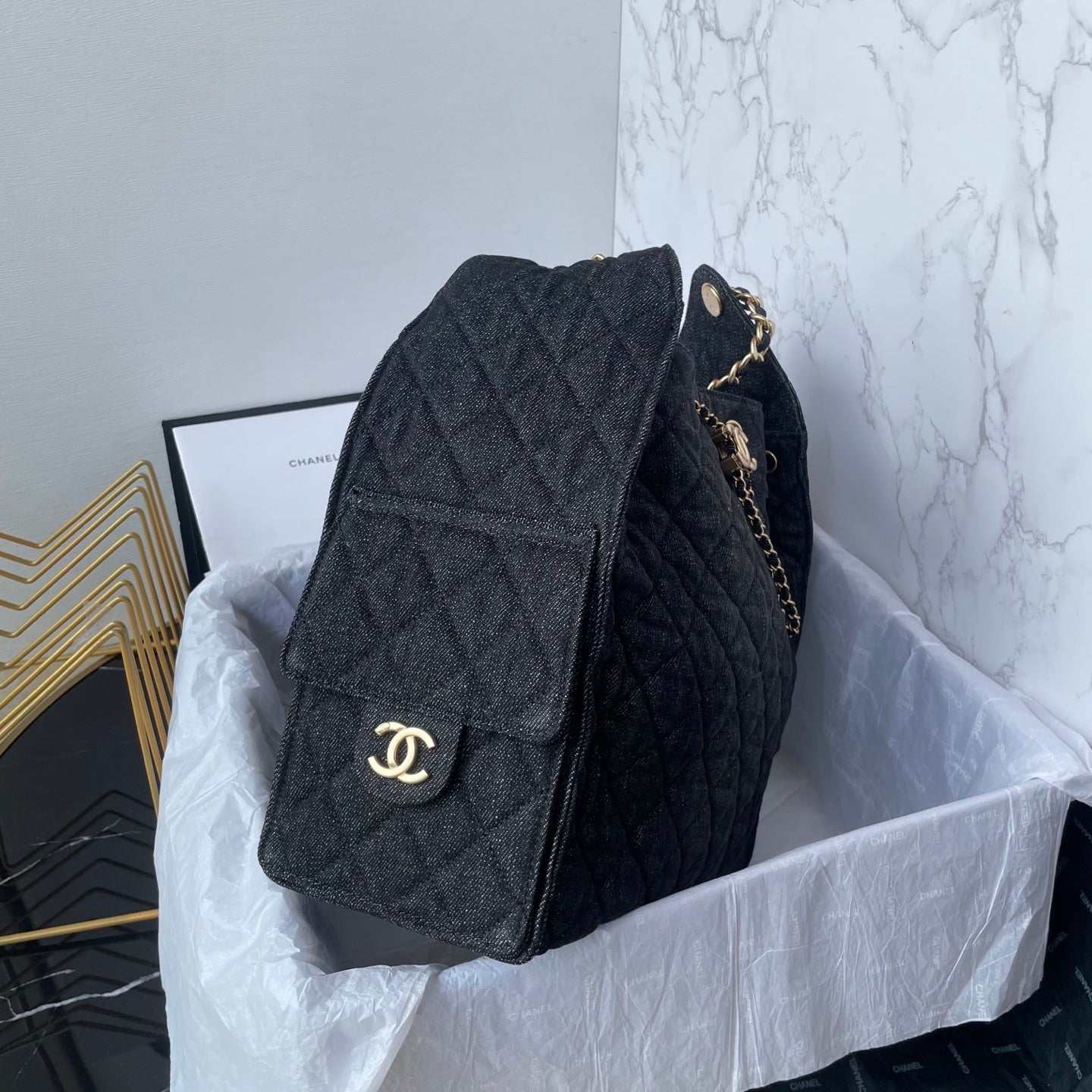 25 Medium Quilted Large Denim Bag