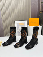 Monogram Knit Sock Ankle Boots