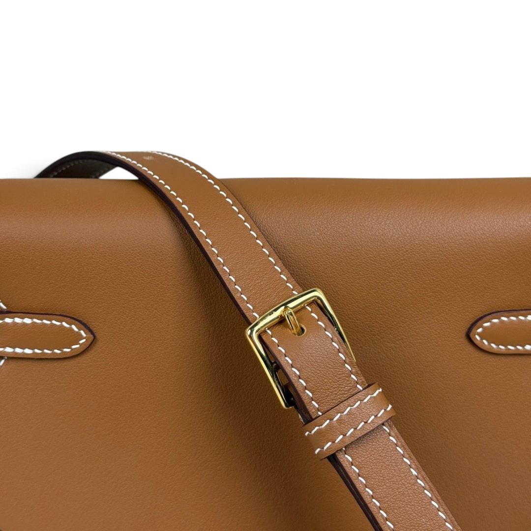 Kelly Moove Swift Leather Bag — Gold with Gold-Tone Hardware — product view 8