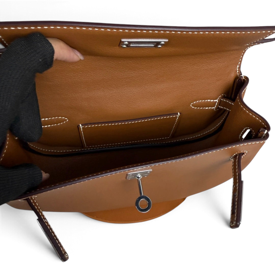 Kelly Moove Swift Leather Bag — Gold with Palladium-Tone Hardware — product view 9