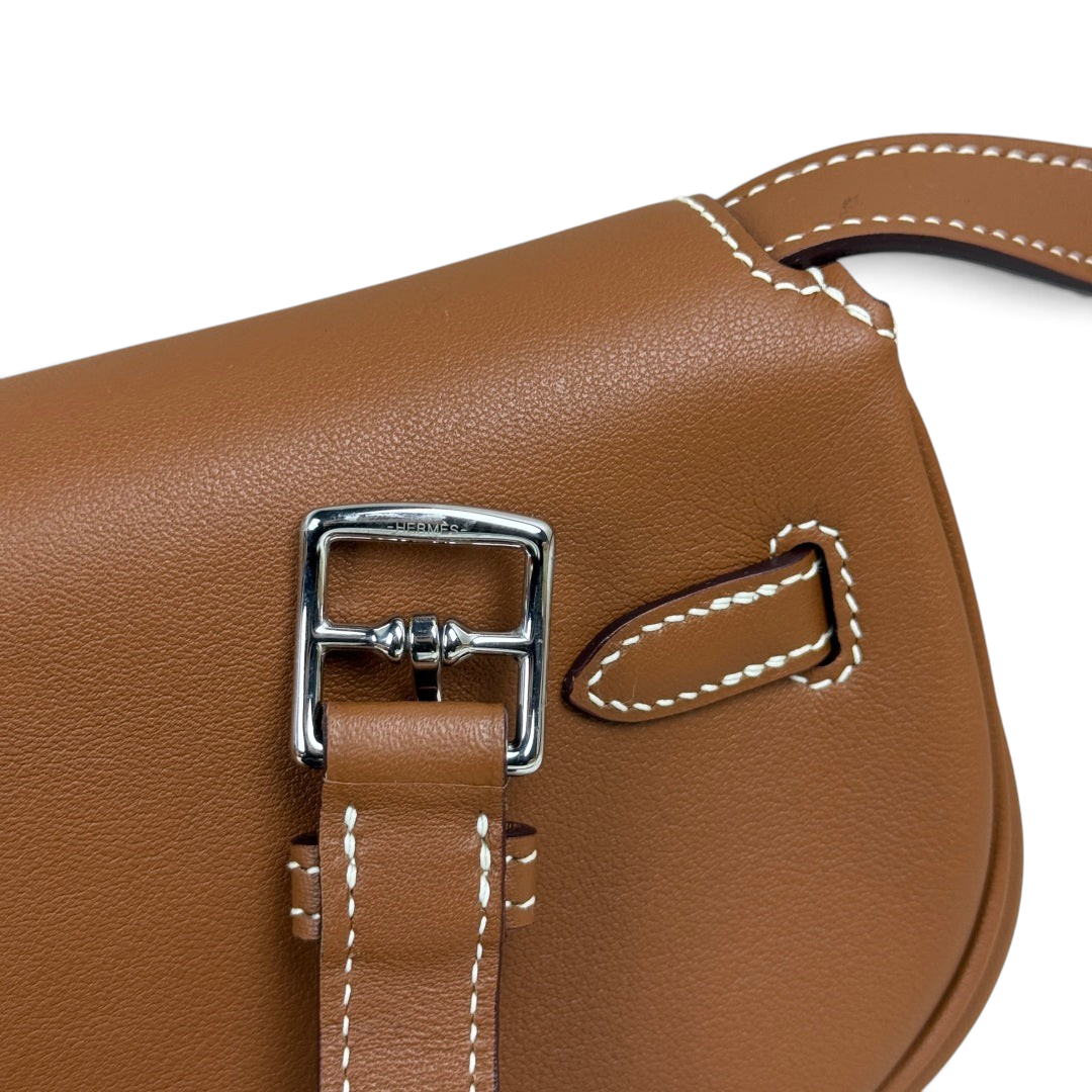 Kelly Moove Swift Leather Bag — Gold with Palladium-Tone Hardware — product view 8