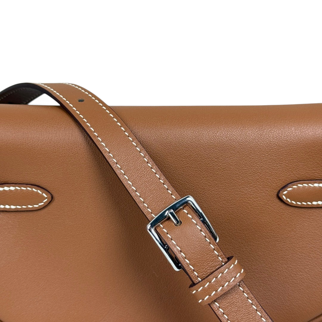 Kelly Moove Swift Leather Bag — Gold with Palladium-Tone Hardware — product view 7