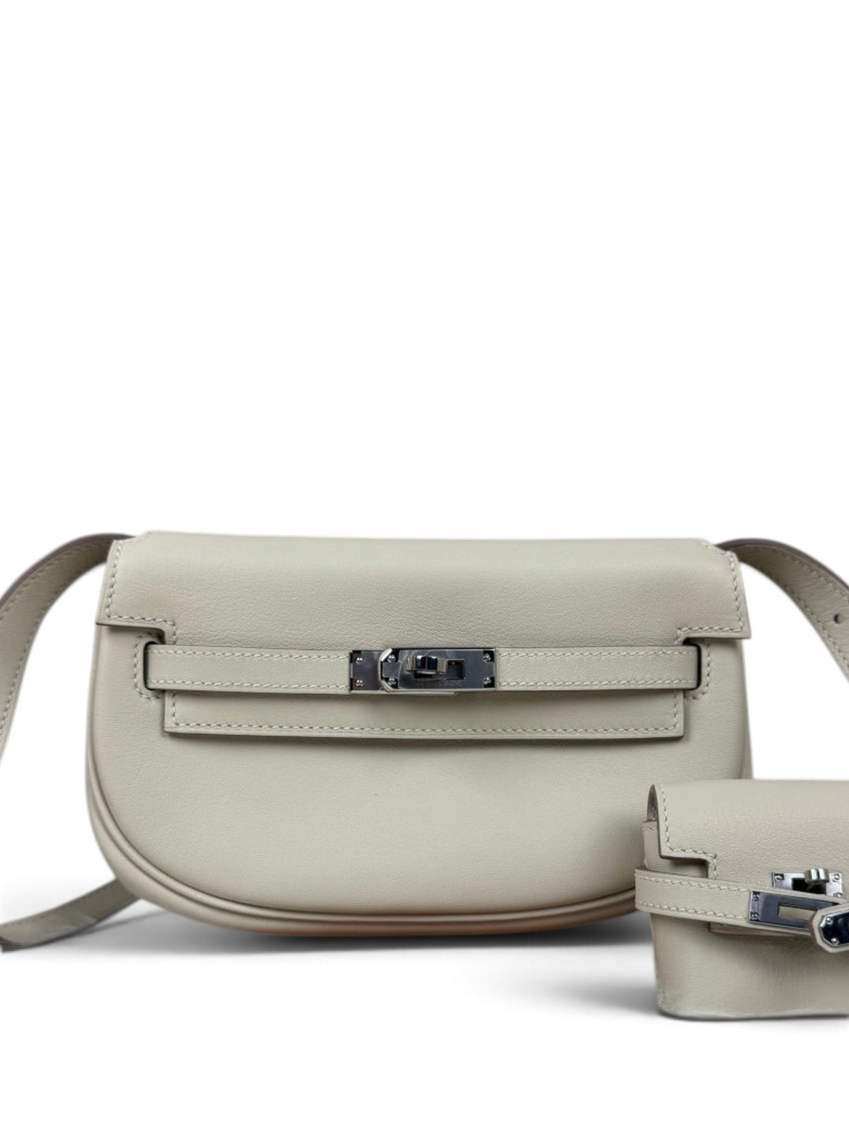 Kelly Moove Swift Leather Bag — Nata with Palladium-Tone Hardware — product view 1