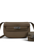 Kelly Moove Swift Leather Bag — Etoupe with Palladium-Tone Hardware — product view 1