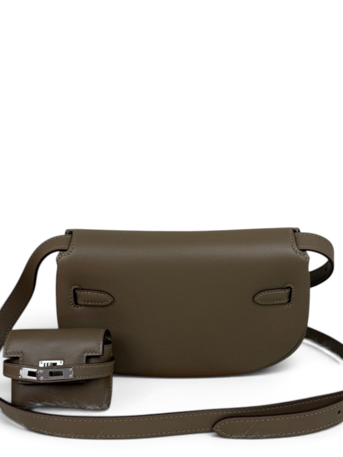 Kelly Moove Swift Leather Bag — Etoupe with Palladium-Tone Hardware — product view 2