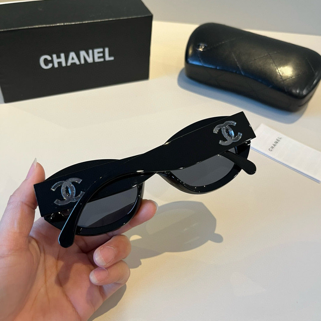 Oval Polarized Acetate Sunglasses - Black - View 8