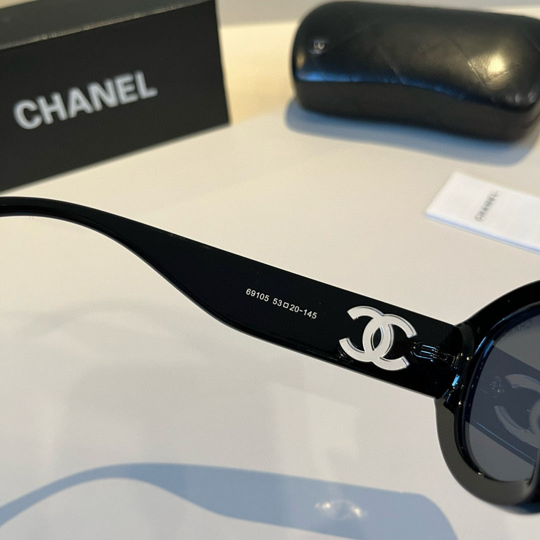 Oval Polarized Acetate Sunglasses - Black - View 10