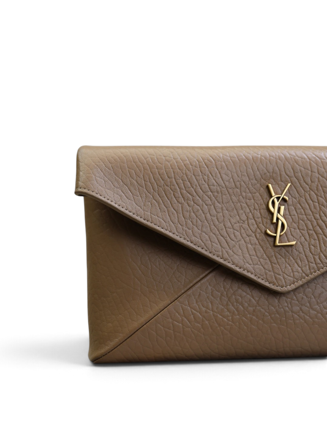 Leather Envelope Clutch 29.5cm - Khaki - View 5