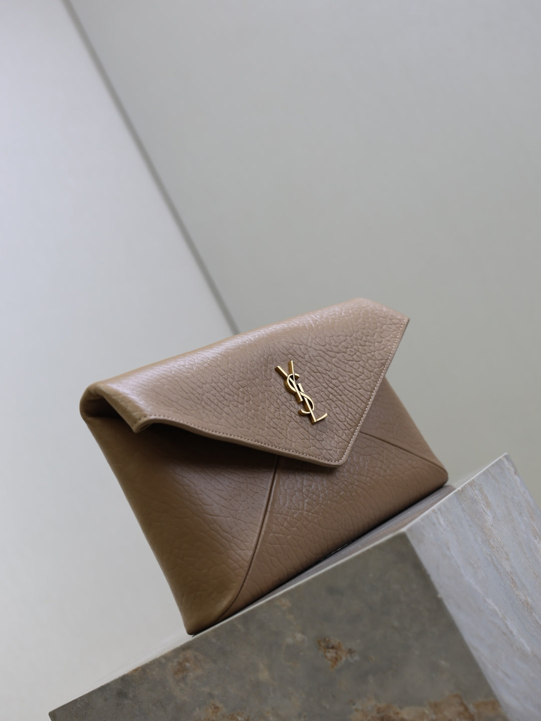 Leather Envelope Clutch 29.5cm - Khaki - View 3