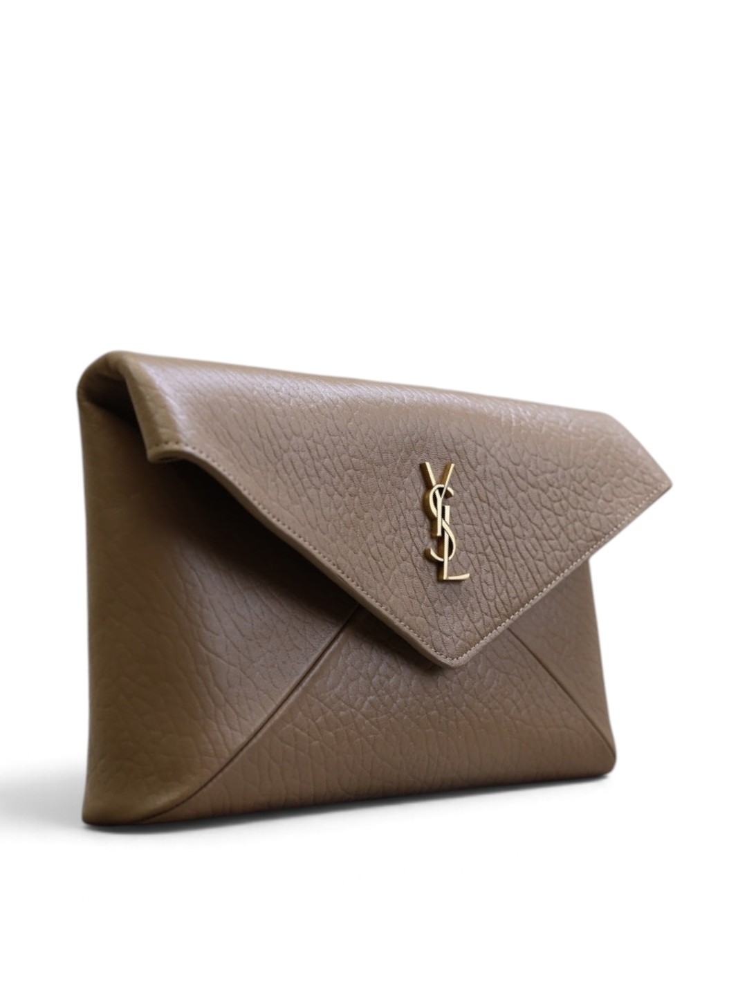 Leather Envelope Clutch 29.5cm - Khaki - View 3