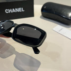 Quilted-Temple Rectangle Sunglasses - Black - View 5