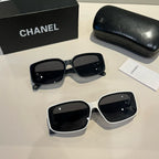 Quilted-Temple Rectangle Sunglasses - White/Black - View 11
