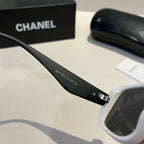 Quilted-Temple Rectangle Sunglasses - White/Black - View 6