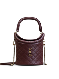 Gaby Bucket Bag in Burgundy Quilted calfskin Leather