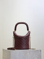 Saint Laurent Gaby Bucket Bag in Burgundy Quilted calfskin Leather - Detail View 8