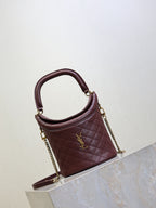 Saint Laurent Gaby Bucket Bag in Burgundy Quilted calfskin Leather - Detail View 2