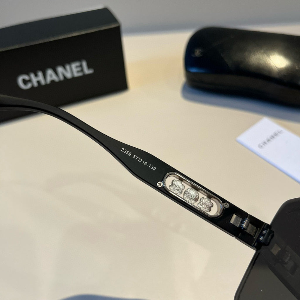 Embellished Rimless Square Sunglasses - Black/Silver - View 10
