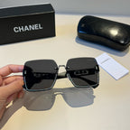 Embellished Rimless Square Sunglasses - Black/Silver - View 8