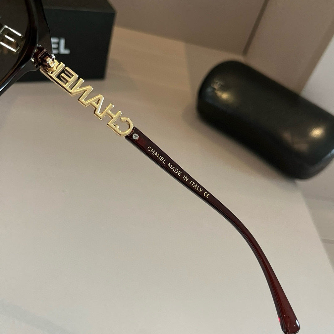 Embellished Cat-Eye Sunglasses - Black/Gold - View 8