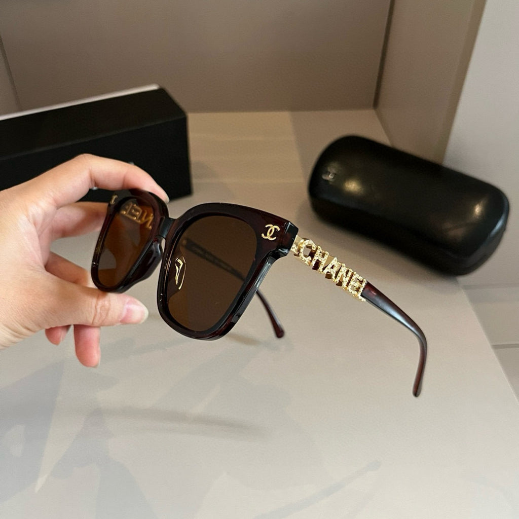 Embellished Cat-Eye Sunglasses - Black/Gold - View 4