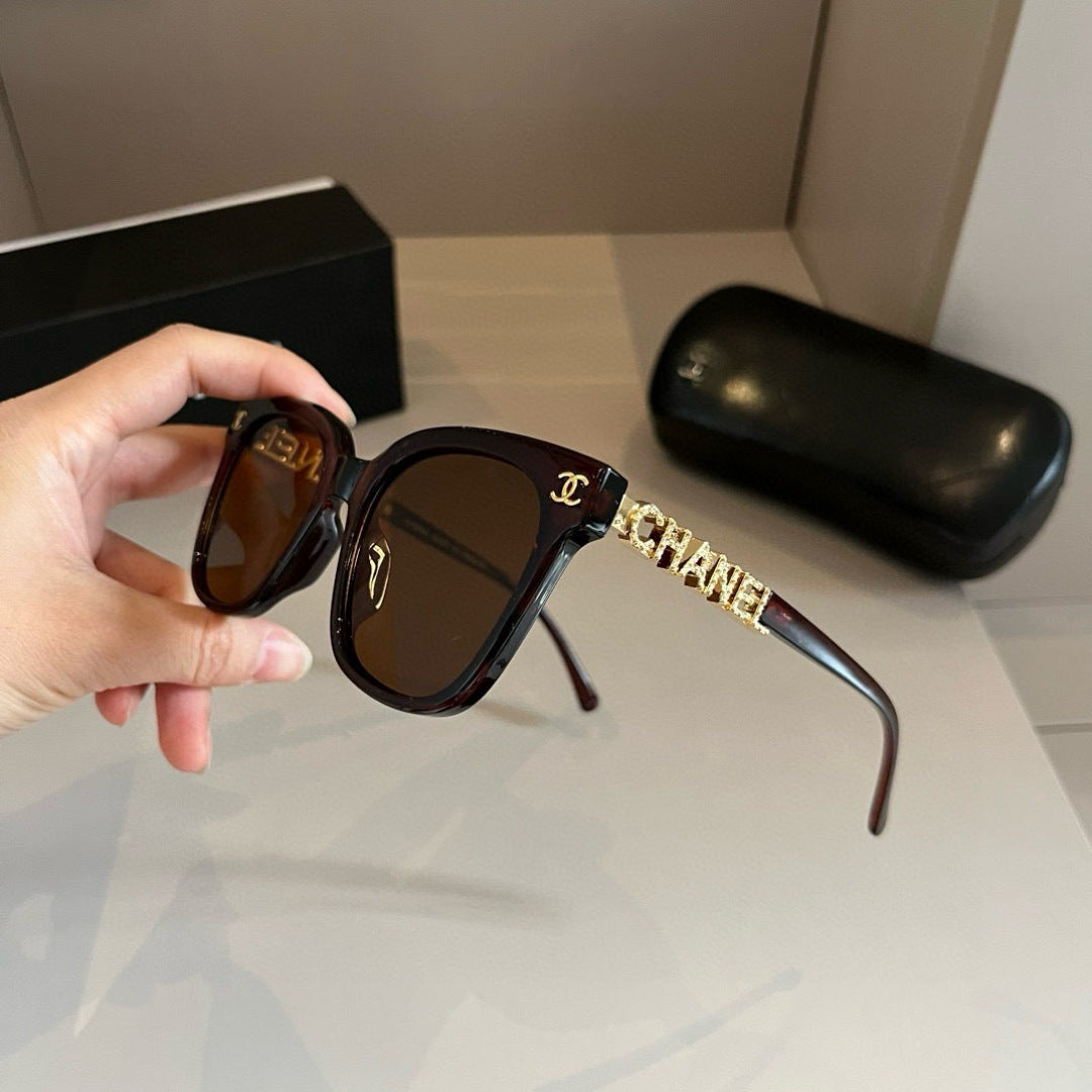 Embellished Cat-Eye Sunglasses - Black/Gold - View 4