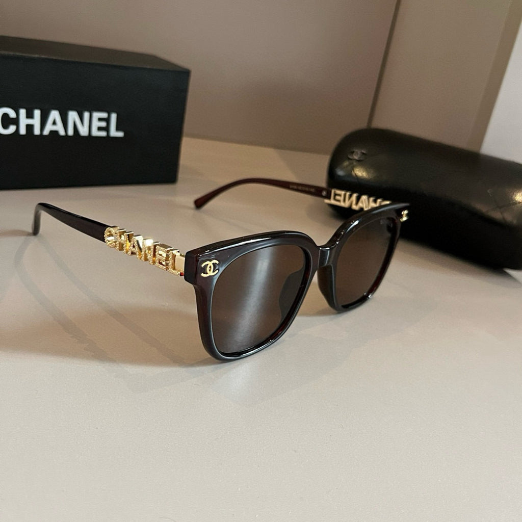 Embellished Cat-Eye Sunglasses - Black/Gold - View 1