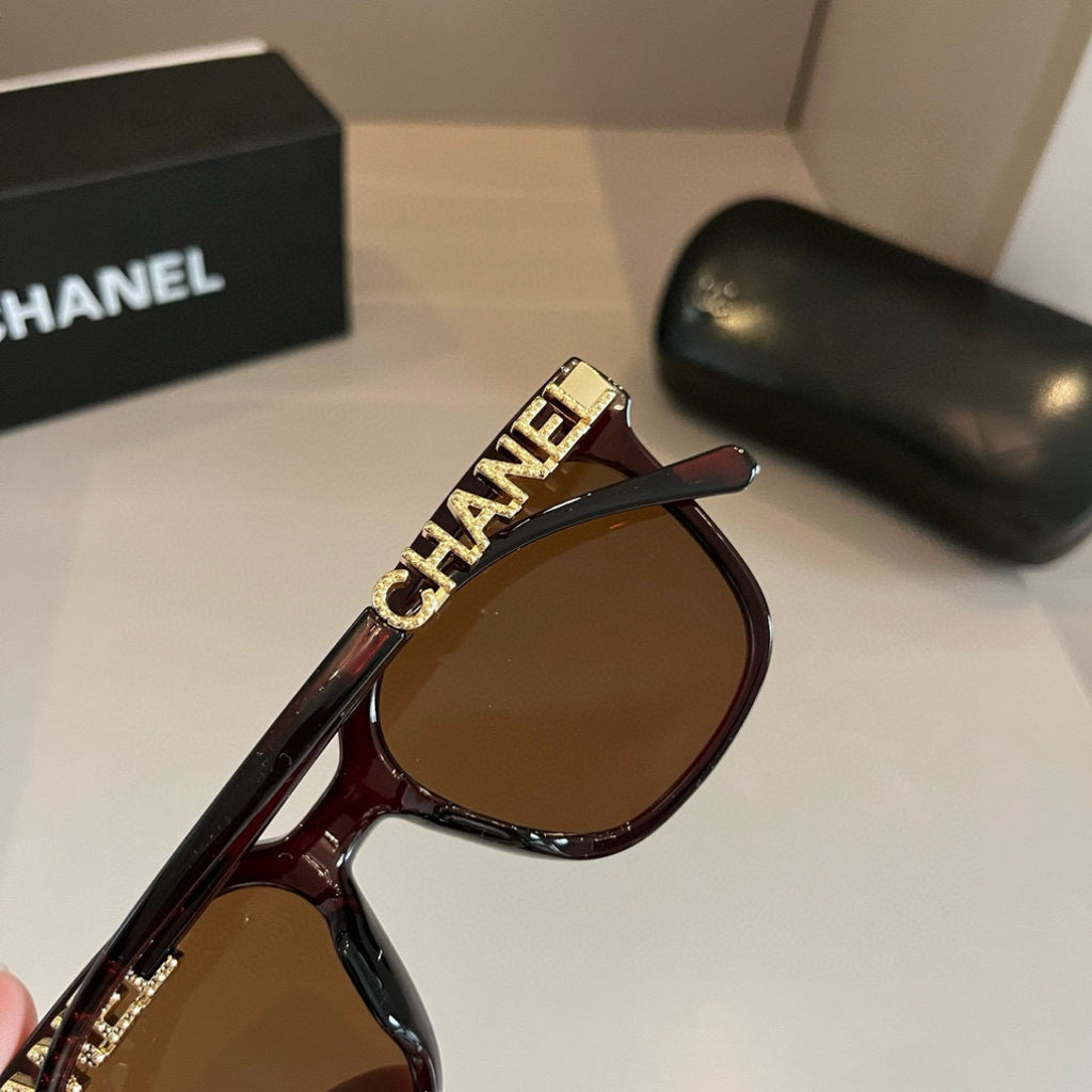 Embellished Cat-Eye Sunglasses - Black/Gold - View 6