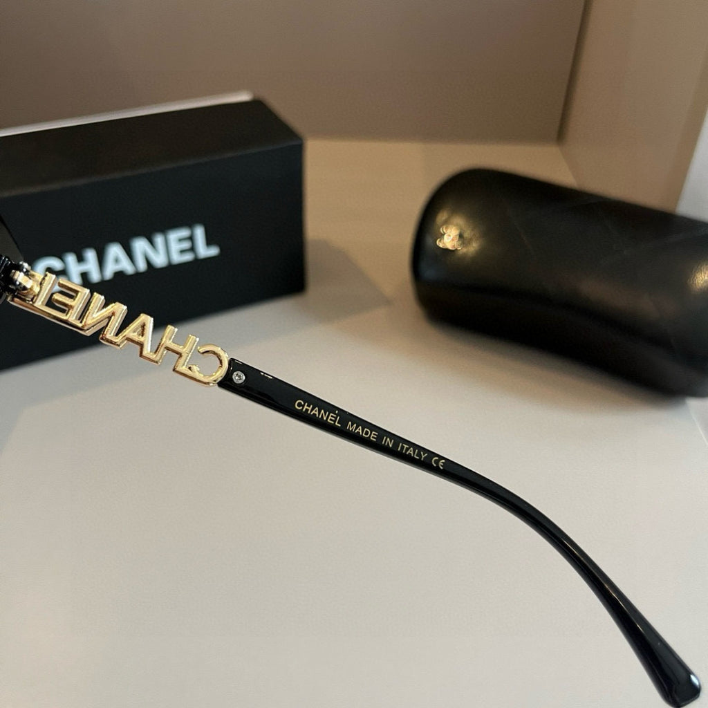 Letter-Temple Cat-Eye Sunglasses - Transparent Black - View 6