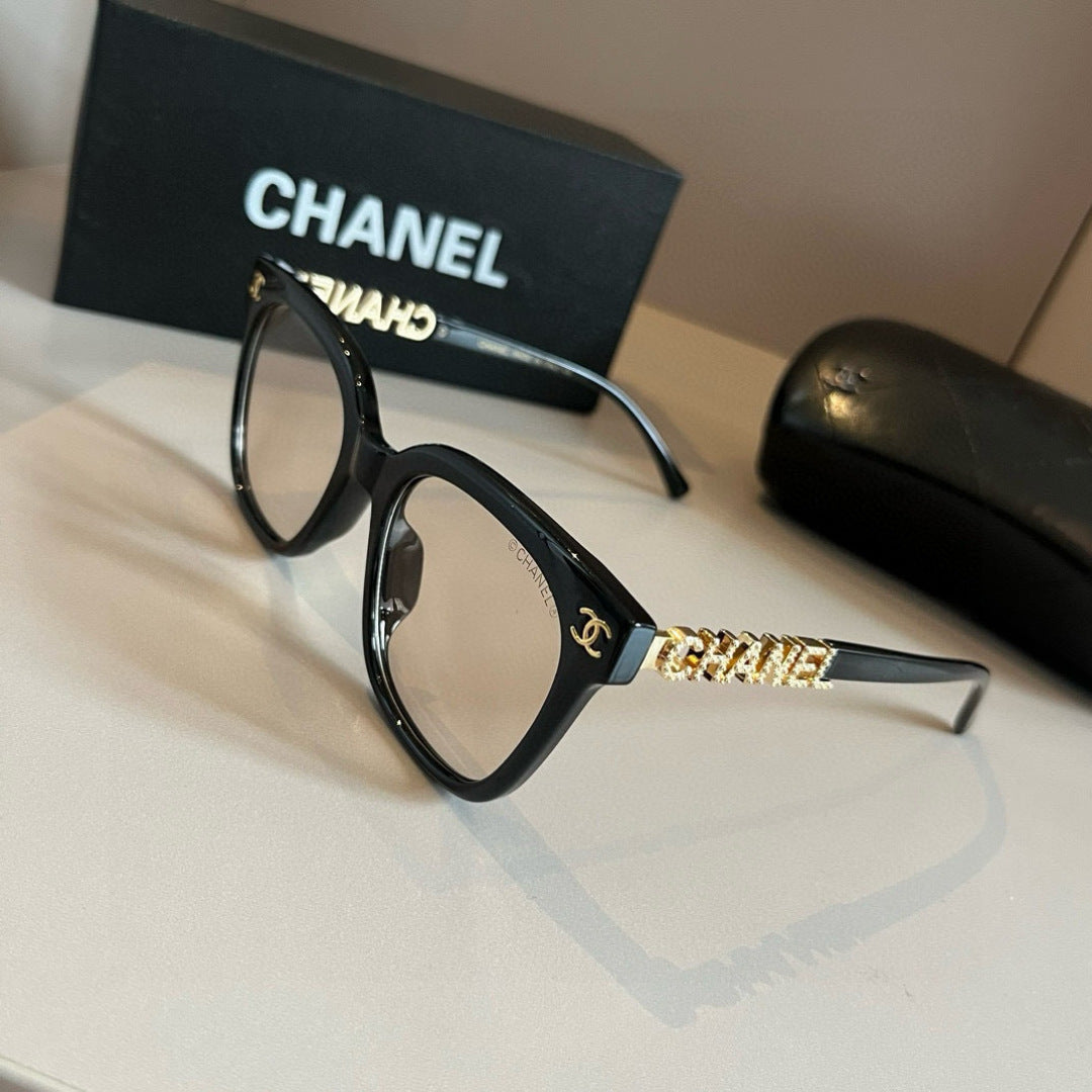 Letter-Temple Cat-Eye Sunglasses - Transparent Black - View 8