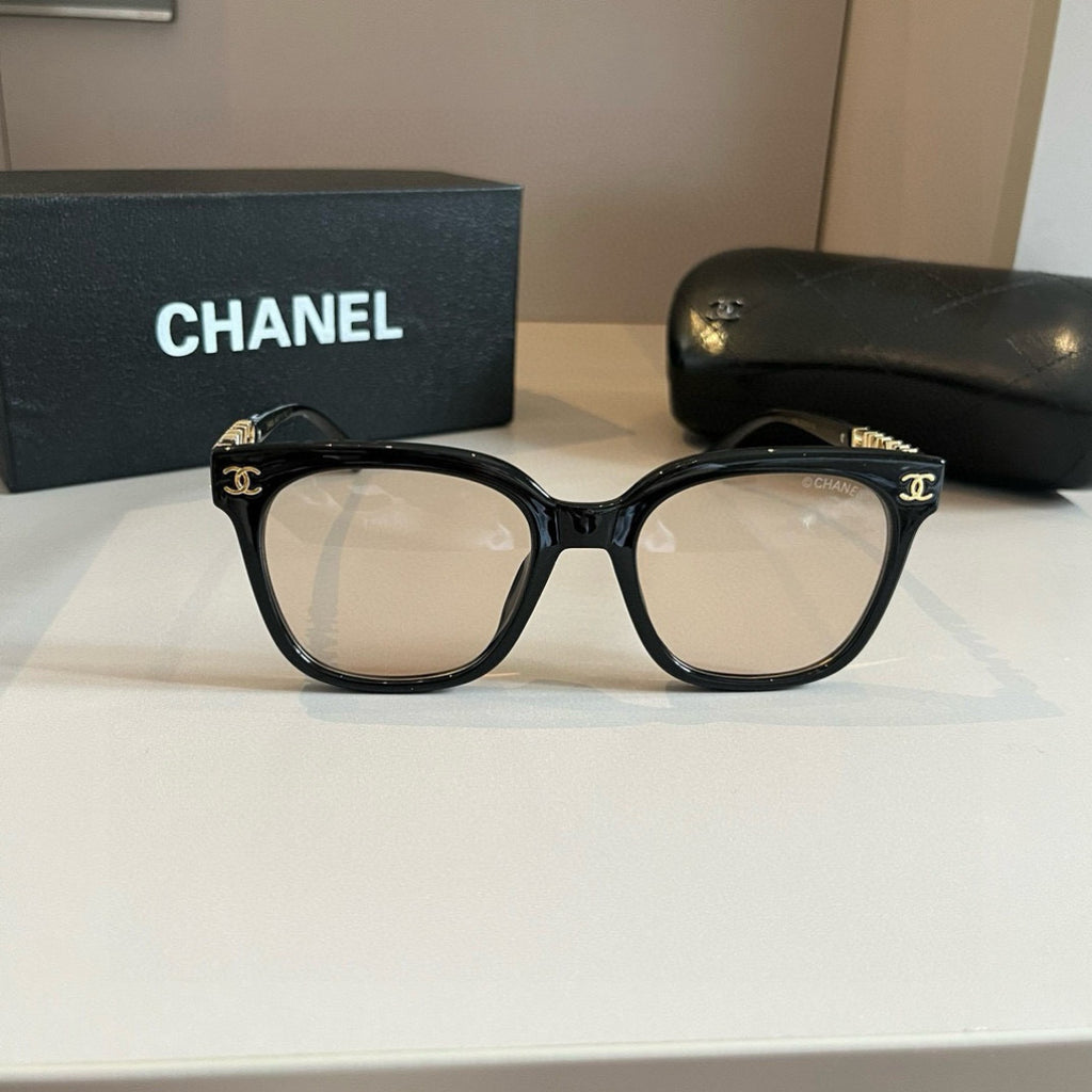 Letter-Temple Cat-Eye Sunglasses - Transparent Black - View 9
