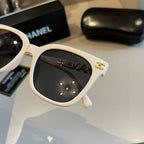 Letter-Temple Cat-Eye Sunglasses - White - View 7