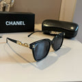 Letter-Temple Cat-Eye Sunglasses - Black - View 1