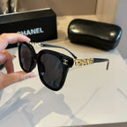 Letter-Temple Cat-Eye Sunglasses - Black - View 5