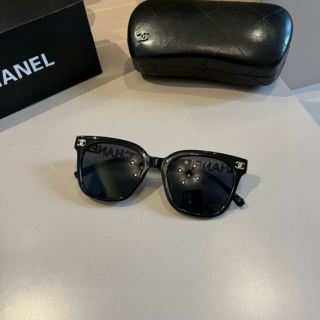 Letter-Temple Cat-Eye Sunglasses - Black - View 7