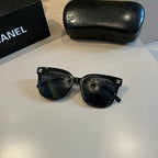 Letter-Temple Cat-Eye Sunglasses - Black - View 7